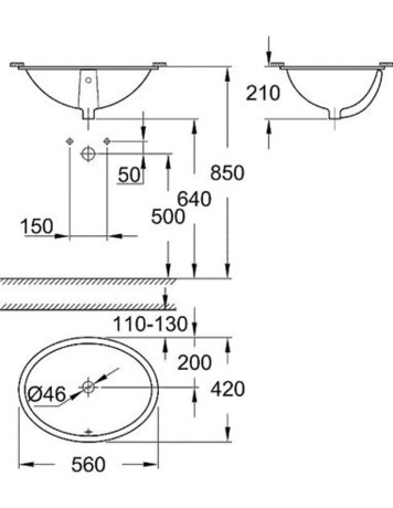 UMIVALNIK GROHE 39423 000 BAU 55 PODPULTNI