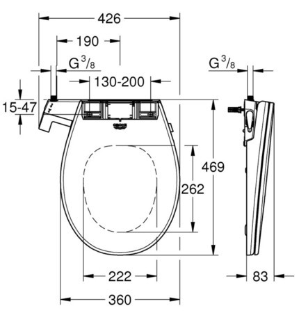 WC DESKA GROHE 39648 SH0 BAU CERAMIC ZA BIDE