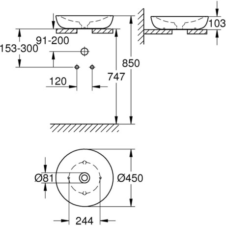 UMIVALNIK GROHE 39609 00H ESSENCE 45 NADPULTNI