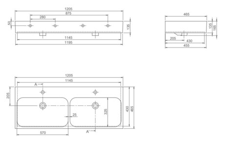 UMIVALNIK PINTO 120 -2 CERASTYLE 120x46,5 080700