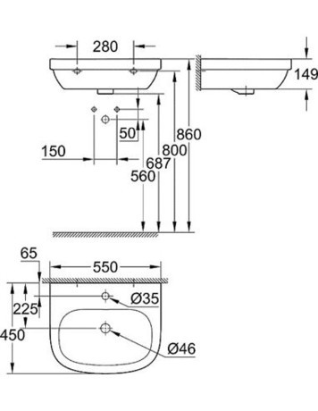 UMIVALNIK GROHE 39336 000 EUROCERAMIC 55