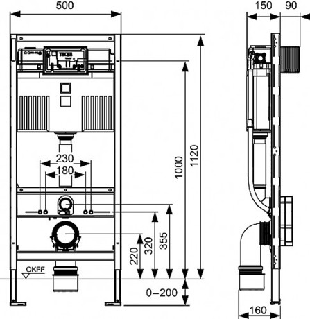 WC KOTLIČEK ZA SUHOMONT. 9300345 TECEPROFIL H=1120