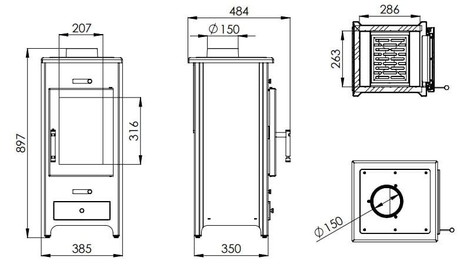 KAMIN LEGNO 5,5kW HITZE SAMOSTOJEČ LEGNO