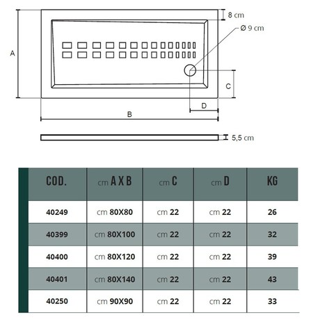 ITO TUŠ KAD OGLATA 80x80 H=5,5cm ALTHEA